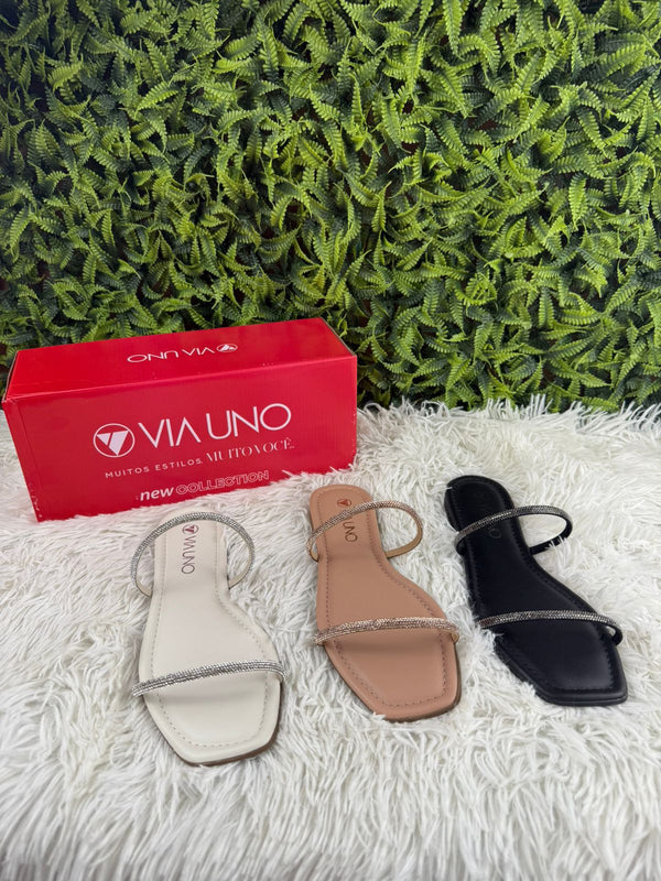 Rasteirinha Feminina Brilho Via Uno 243964/65/66