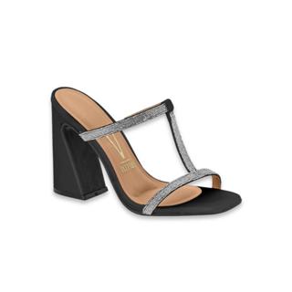 Tamanco Salto Bloco Strass Brilho 6403.221