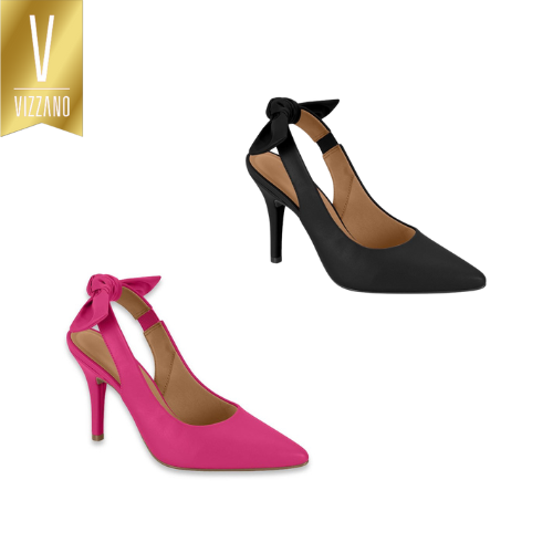 Salto Amarração Feminino Vizzano 1184.1177 Simples Sexy, Scarpin Feminino Slingback Salto Baixo